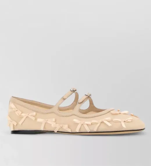 Kiki Mesh Ballerinas Bow Straps Flats